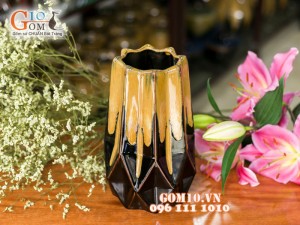 Lọ hoa men hỏa biến dáng kim cương to 25cm