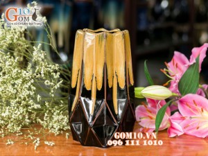 Lọ hoa men hỏa biến dáng kim cương to 25cm