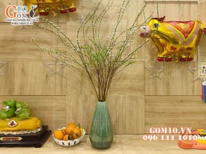 Lọ hoa men hỏa biến dáng miệng nhỏ, cao 36cm