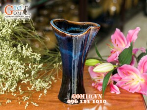 Lọ hoa men hỏa biến dáng miệng thuyền 37cm