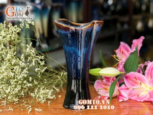 Lọ hoa men hỏa biến dáng miệng thuyền 29cm