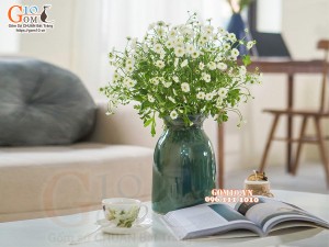 Lọ hoa men hỏa biến dáng ống trúc xanh ngọc, cao 23cm