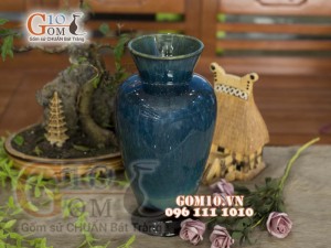 Lọ hoa men hỏa biến dáng phễu, cao 34cm