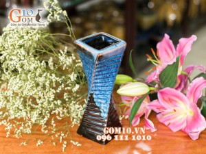 Lọ hoa men hỏa biến dáng soắn 4 góc 25cm