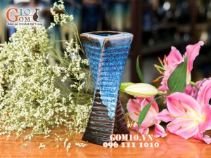Lọ hoa men hỏa biến dáng soắn 4 góc 25cm