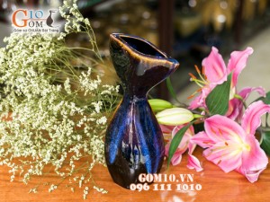 Lọ hoa men hỏa biến dáng thắt eo 30cm