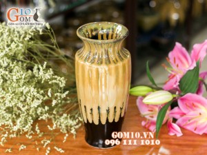 Lọ hoa men hỏa biến dáng viền cổ 30cm