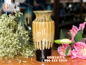 Lọ hoa men hỏa biến dáng viền cổ 30cm