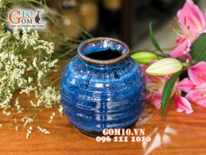 Lọ hoa men hỏa biến dáng vò 17cm