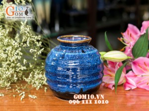 Lọ hoa men hỏa biến dáng vò 17cm