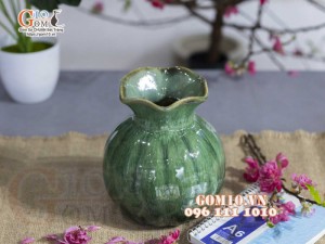 Lọ hoa dáng quả lựu, men hỏa biến cẩm thạch, cao 16cm