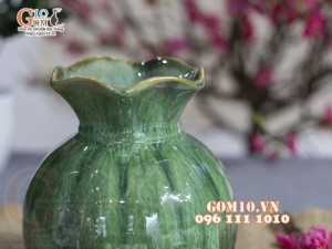 Lọ hoa dáng quả lựu, men hỏa biến cẩm thạch, cao 16cm