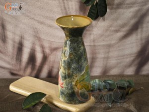 Lọ hoa men màu dáng miệng loe vẽ hoa Sen, cao 29,5cm