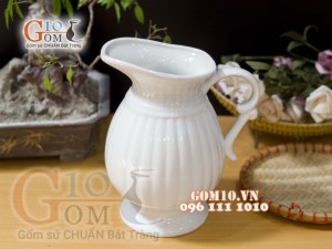 Lọ hoa men trắng bình sữa mỏ vịt dáng cao, cao 24cm