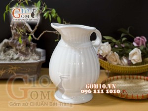 Lọ hoa men trắng bình sữa mỏ vịt dáng cao, cao 24cm