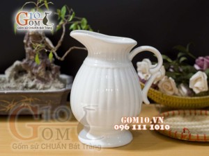 Lọ hoa men trắng bình sữa mỏ vịt dáng cao, cao 24cm