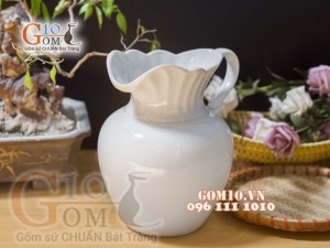 Lọ hoa men trắng dáng bình sữa, cao 20cm