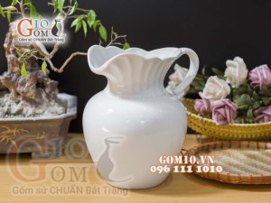 Lọ hoa men trắng dáng bình sữa, cao 20cm