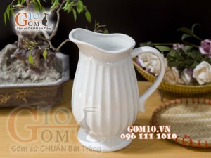 Lọ hoa men trắng dáng bình sữa cao, cao 24cm