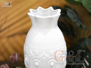 Lọ hoa men trắng miệng loe, cao 30cm