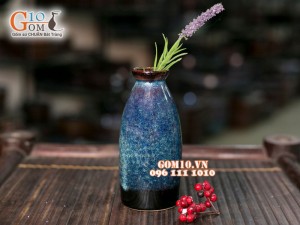 Lọ hoa miệng nhỏ men hỏa biến 15cm