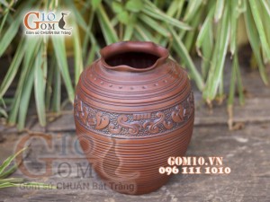 Lọ hoa sành Đông Sơn Âu Lạc, cao 19cm