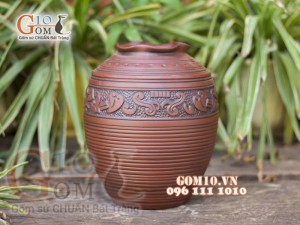 Lọ hoa sành Đông Sơn Âu Lạc, cao 19cm