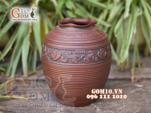 Lọ hoa sành Đông Sơn Âu Lạc, cao 19cm