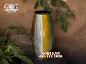 Lọ hoa sơn mài dáng bom đa màu, cao 43cm