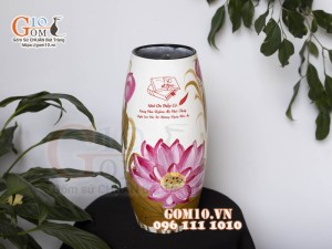 Lọ hoa sơn mài dáng bom, in logo quà tặng