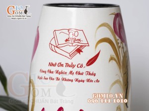 Lọ hoa sơn mài dáng bom, in logo quà tặng