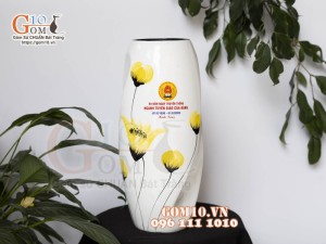 Lọ hoa sơn mài dáng bom xoắn, in logo quà tặng