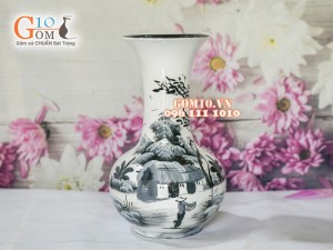 Lọ hoa sơn mài dáng tỏi, cao 46cm