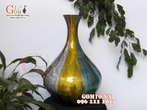 Lọ hoa sơn mài dáng tỏi tài lộc đa màu, cao 36cm