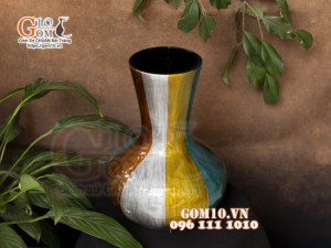 Lọ hoa sơn mài dáng tỏi thấp đa màu, cao 25cm