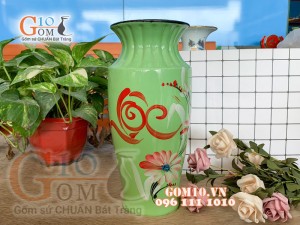 Lọ hoa tài lộc dáng viền cổ, cao 30cm
