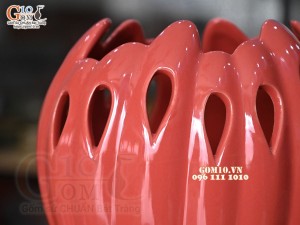 Lọ hoa tay phật men đỏ cao 37cm