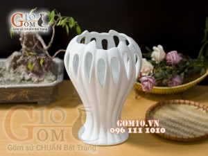 Lọ hoa tay phật men trắng cao 35cm