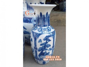 Lọ hoa tứ cảnh men lam 60cm