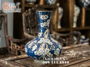 Lọ hoa vẽ băng mai vàng kim  30cm