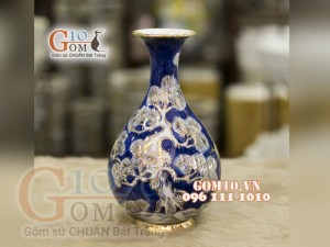 Lọ hoa vẽ Vàng cao cấp họa tiết Thuận Buồm Xuôi Gió, cao 20cm