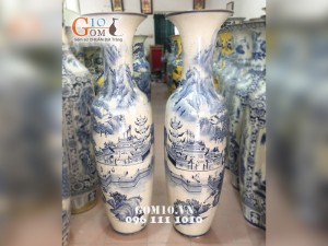 Lọ lộc bình men rạn cổ vẽ tùng chùa 1m6 (Cả chân 1m75)