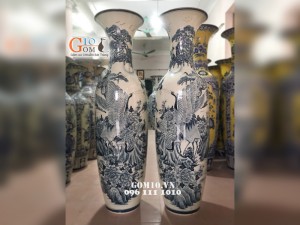 Lọ lộc bình men rạn cổ vẽ tùng hạc 1m6 (cả chân kê 1m75)
