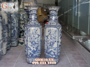 Lọ lộc bình men rạn họa tiết Tứ Cảnh 1m55