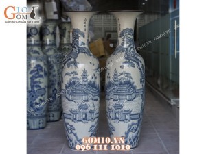 Lọ lộc bình men rạn họa tiết Tùng Chùa 1m6