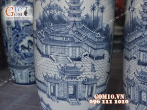 Lọ lộc bình men rạn họa tiết Tùng Chùa 1m6