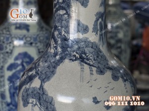 Lọ lộc bình men rạn họa tiết Tùng Chùa 1m6