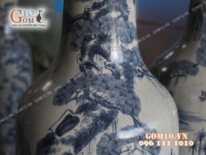 Lọ lộc bình men rạn họa tiết Tùng Chùa 1m6
