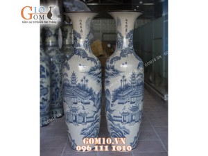 Lọ lộc bình men rạn họa tiết Tùng Chùa 1m6