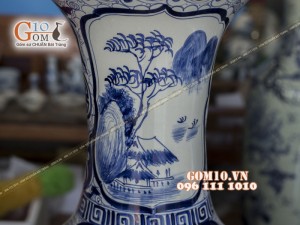 Lọ lộc bình men rong cổ vẽ Nhị Cảnh 1m4 (Cả chân kê 1m55)